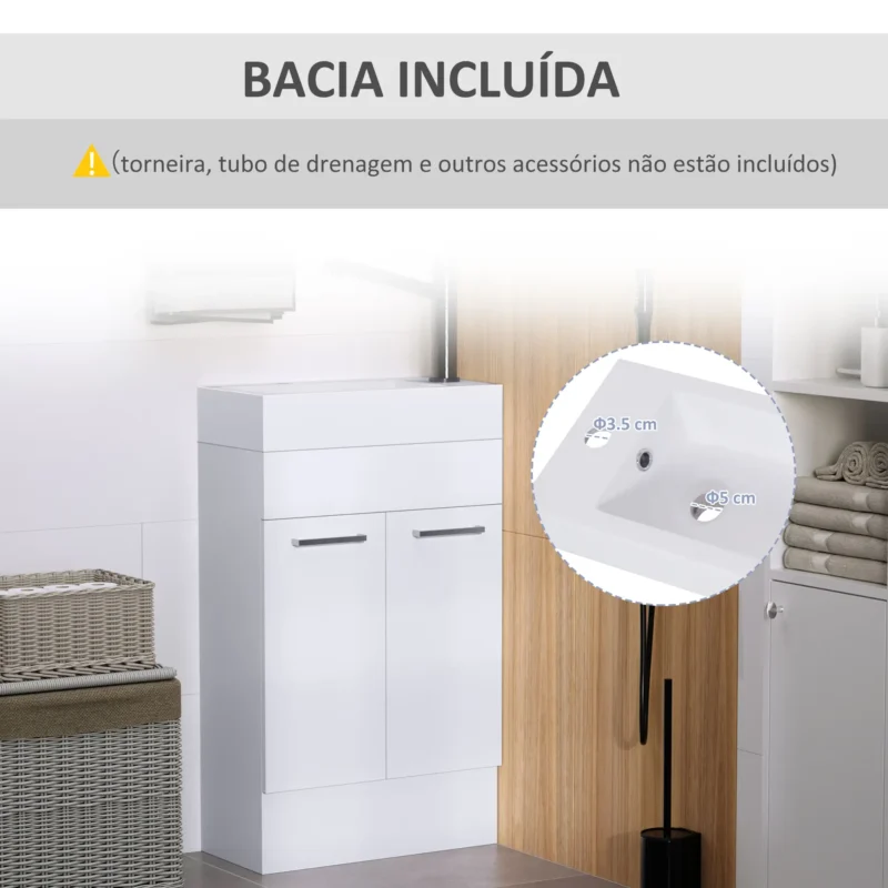 Móvel p/ WC c/ Lavatório Cerâmico em Branco